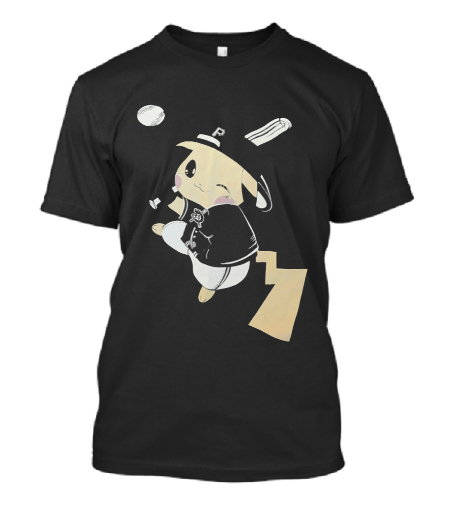 Pokemon Pittsburgh Pirates Baseball Collaboration Pikachu Pitching T-Shirt