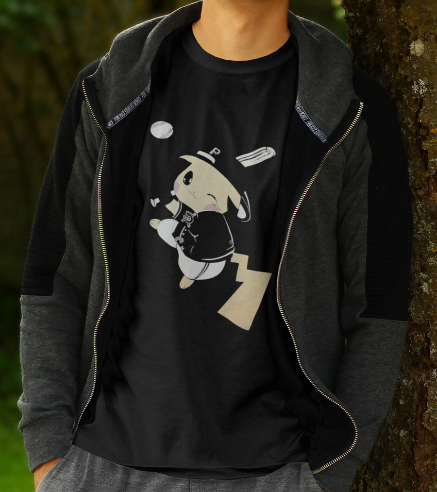 Pokemon Pittsburgh Pirates Baseball Collaboration Pikachu Pitching T-Shirt