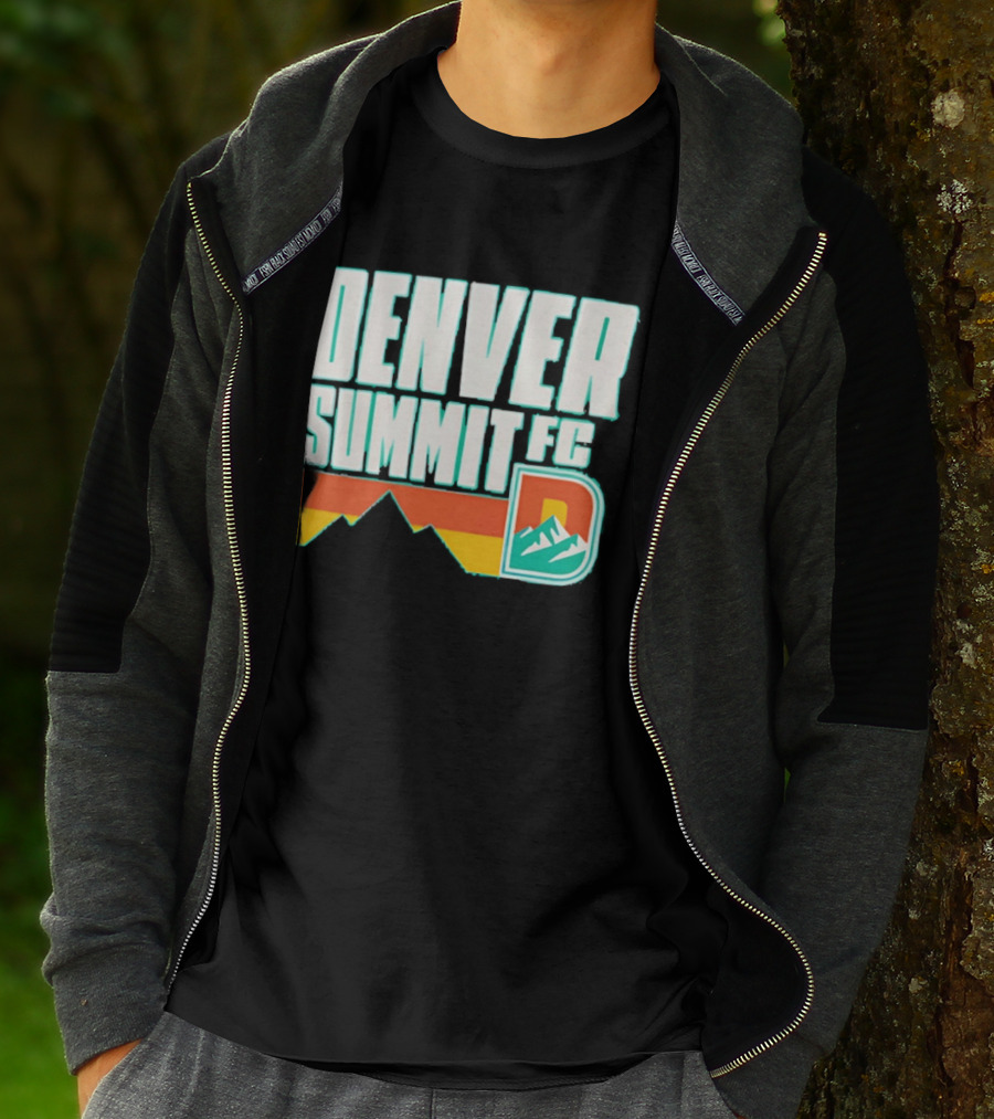 Denver Summit FC Mountains D Emblem Olive Wordmark T-Shirt