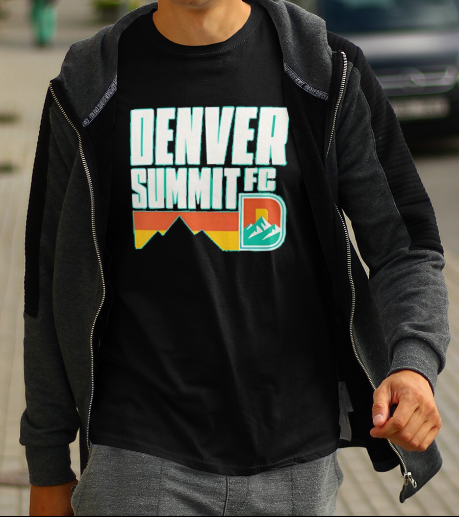 Denver Summit FC Mountains D Emblem Olive Wordmark T-Shirt