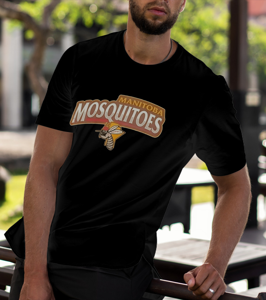 Manitoba Mosquitoes Cartoon Insect With Helmet T-Shirt