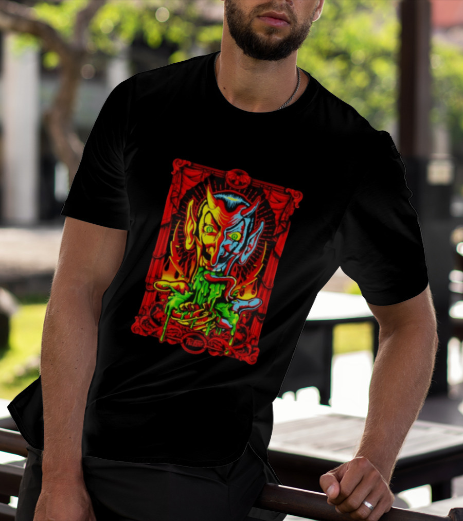 Satan's Puke Black Devil Evil Clown Neon Horror T-Shirt