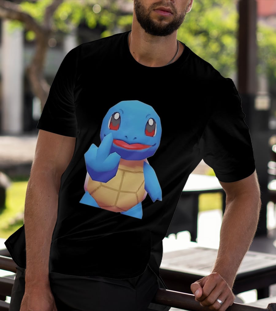 Squirtle Pokémon Gesture Middle Finger Playful Attitude T-Shirt