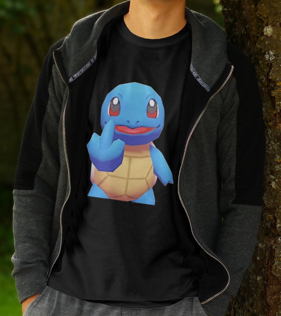 Squirtle Pokémon Gesture Middle Finger Playful Attitude T-Shirt