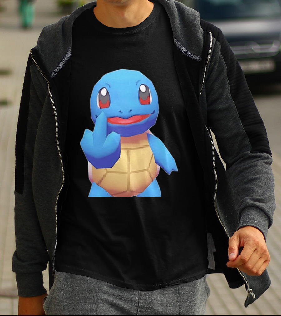 Squirtle Pokémon Gesture Middle Finger Playful Attitude T-Shirt