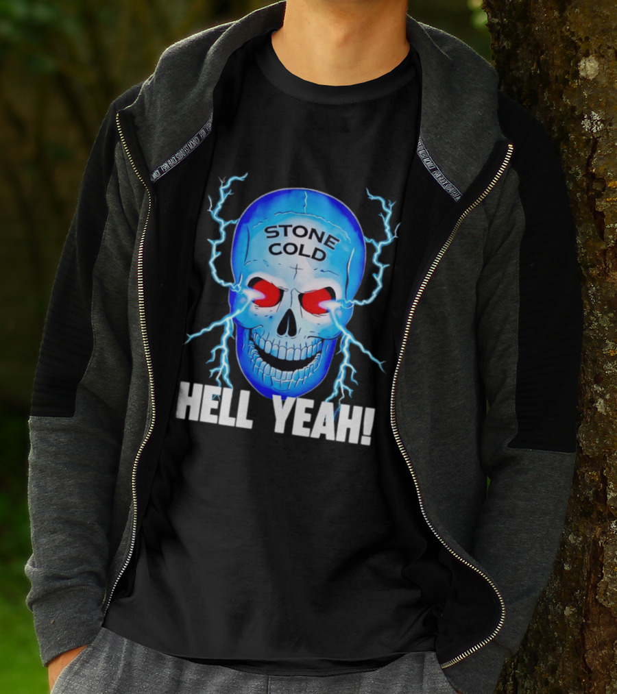 Stone Cold Steve Austin Skull Hell Yeah Electric Blue Lightning T-Shirt