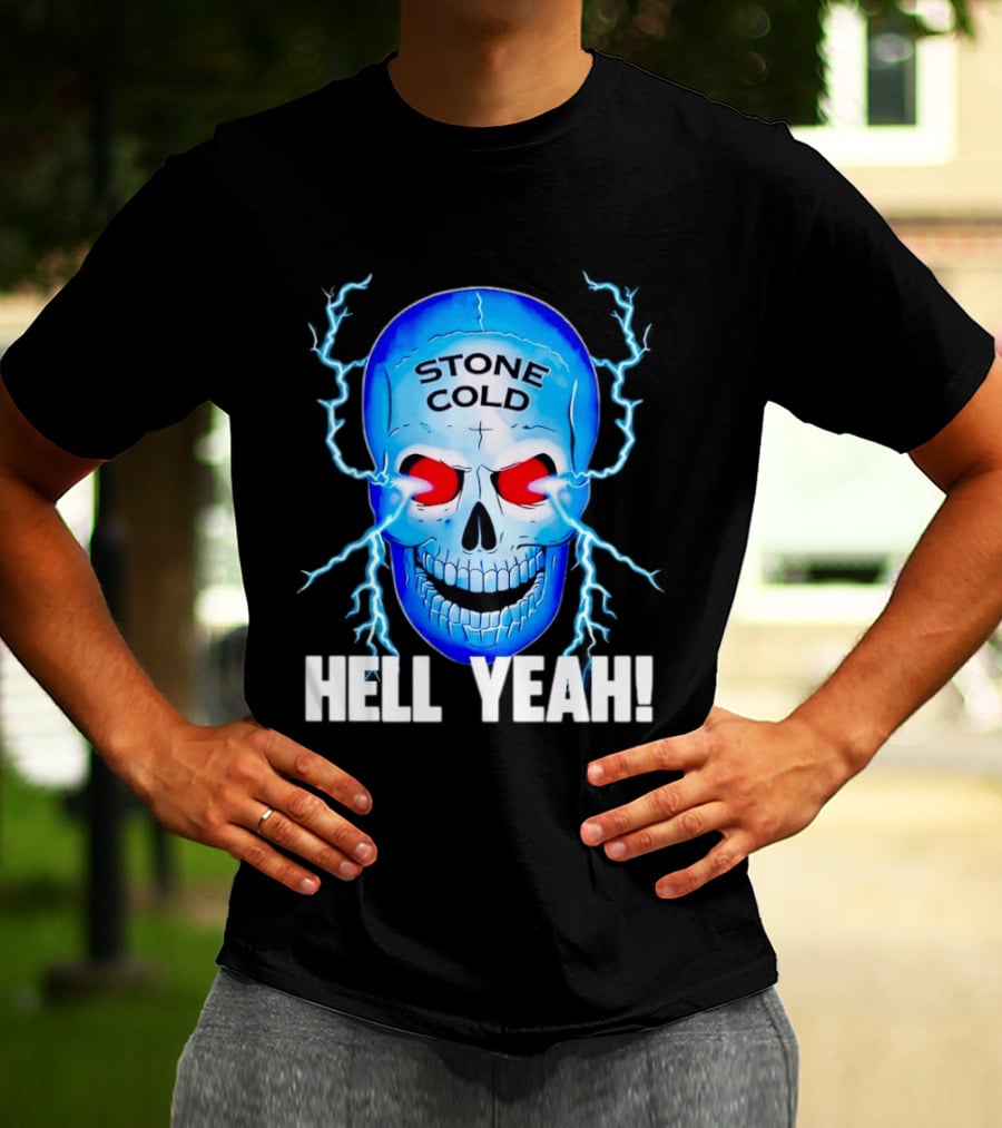 Stone Cold Steve Austin Skull Hell Yeah Electric Blue Lightning T-Shirt