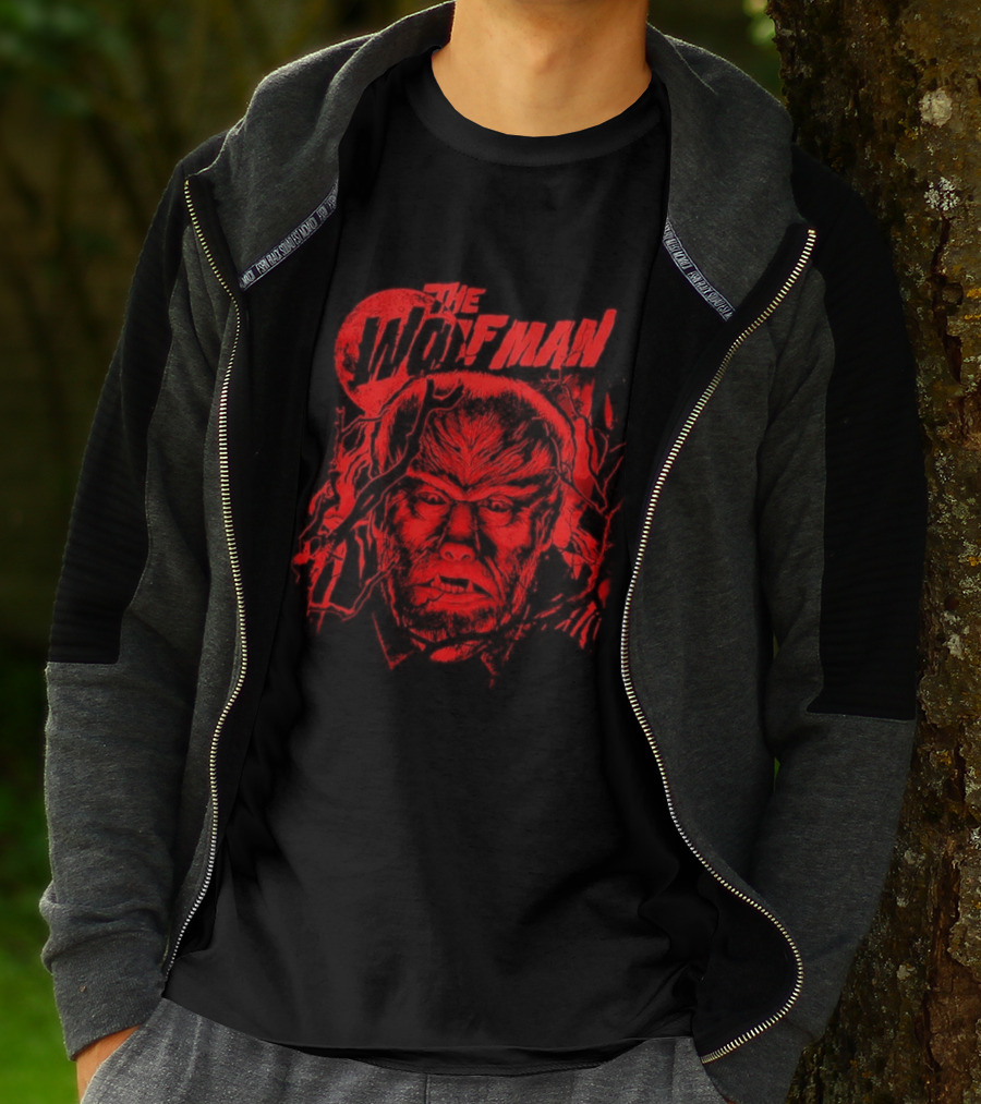 The Wolfman Under Moon Halloween Classic Monster Face T-Shirt
