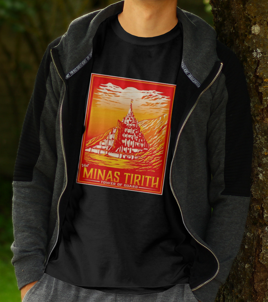 Visit Minas Tirith Tower Of Guard Fantasy Travel Middle Earth T-Shirt