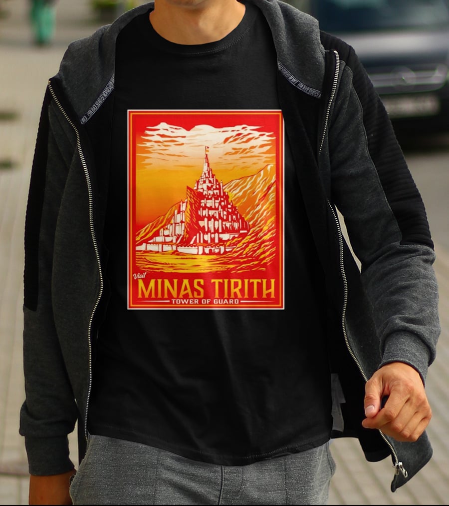 Visit Minas Tirith Tower Of Guard Fantasy Travel Middle Earth T-Shirt