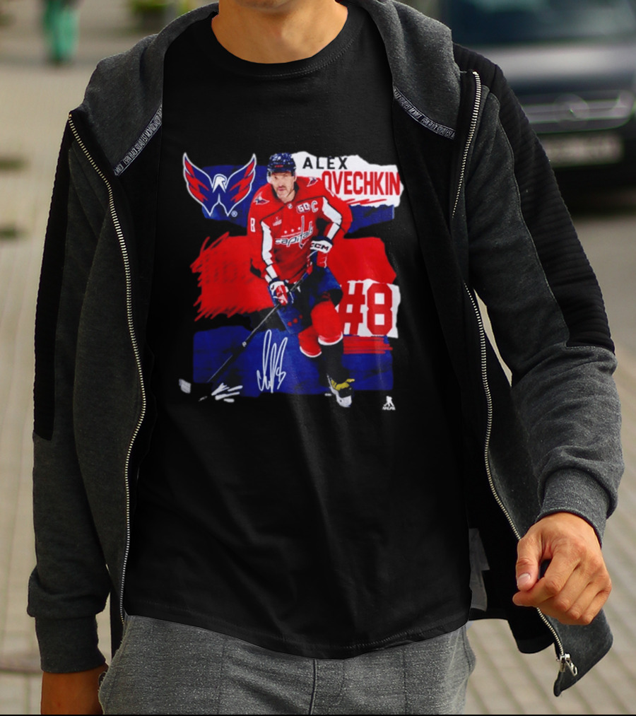 Washington Capitals Alex Ovechkin #8 Hockey Signature T-Shirt