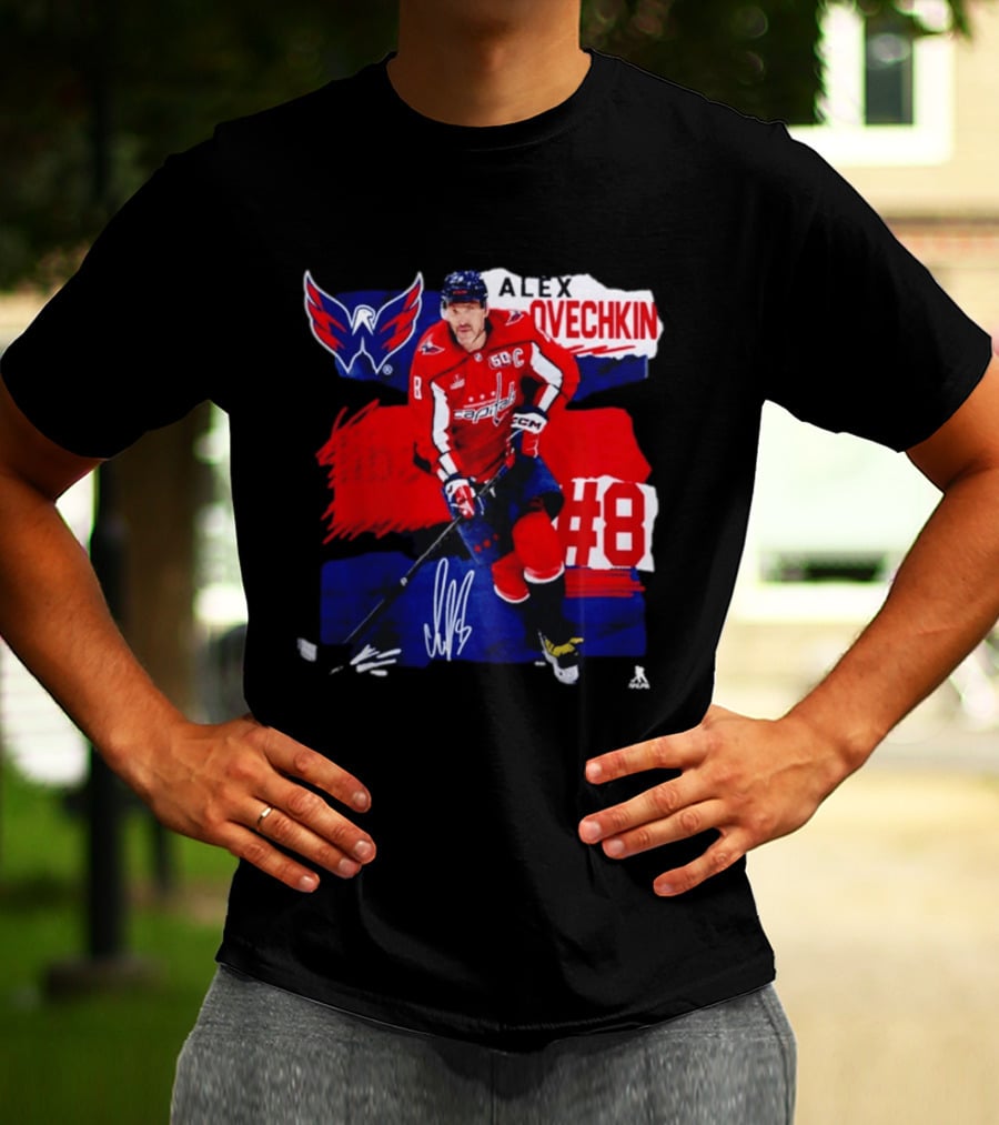 Washington Capitals Alex Ovechkin #8 Hockey Signature T-Shirt