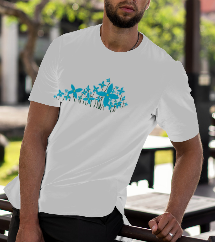 Blue Pea Flower Azure Bluet KY Shape Floral Arrangement T-Shirt