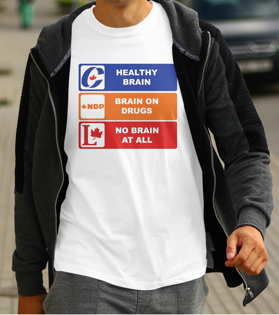 Healthy Brain Brain On Drugs No Brain At All Political Labels T-Shirt