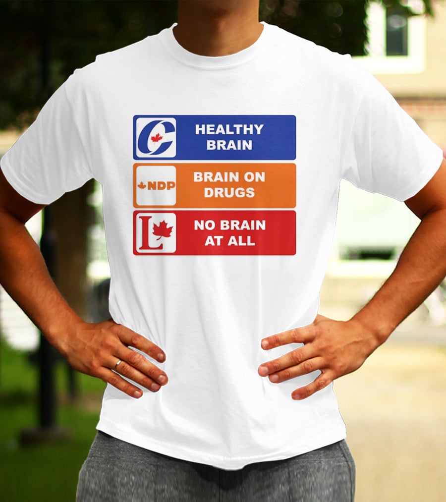 Healthy Brain Brain On Drugs No Brain At All Political Labels T-Shirt