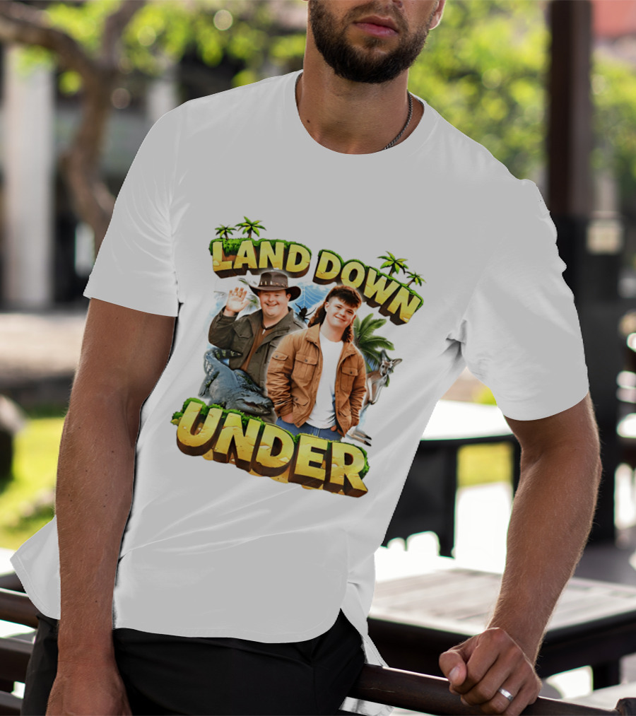 Land Down Under Crocodile And Kangaroo Theme Australia T-Shirt