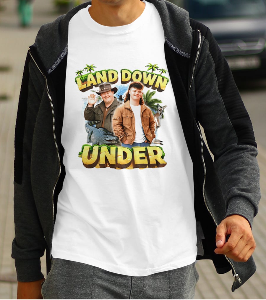 Land Down Under Crocodile And Kangaroo Theme Australia T-Shirt