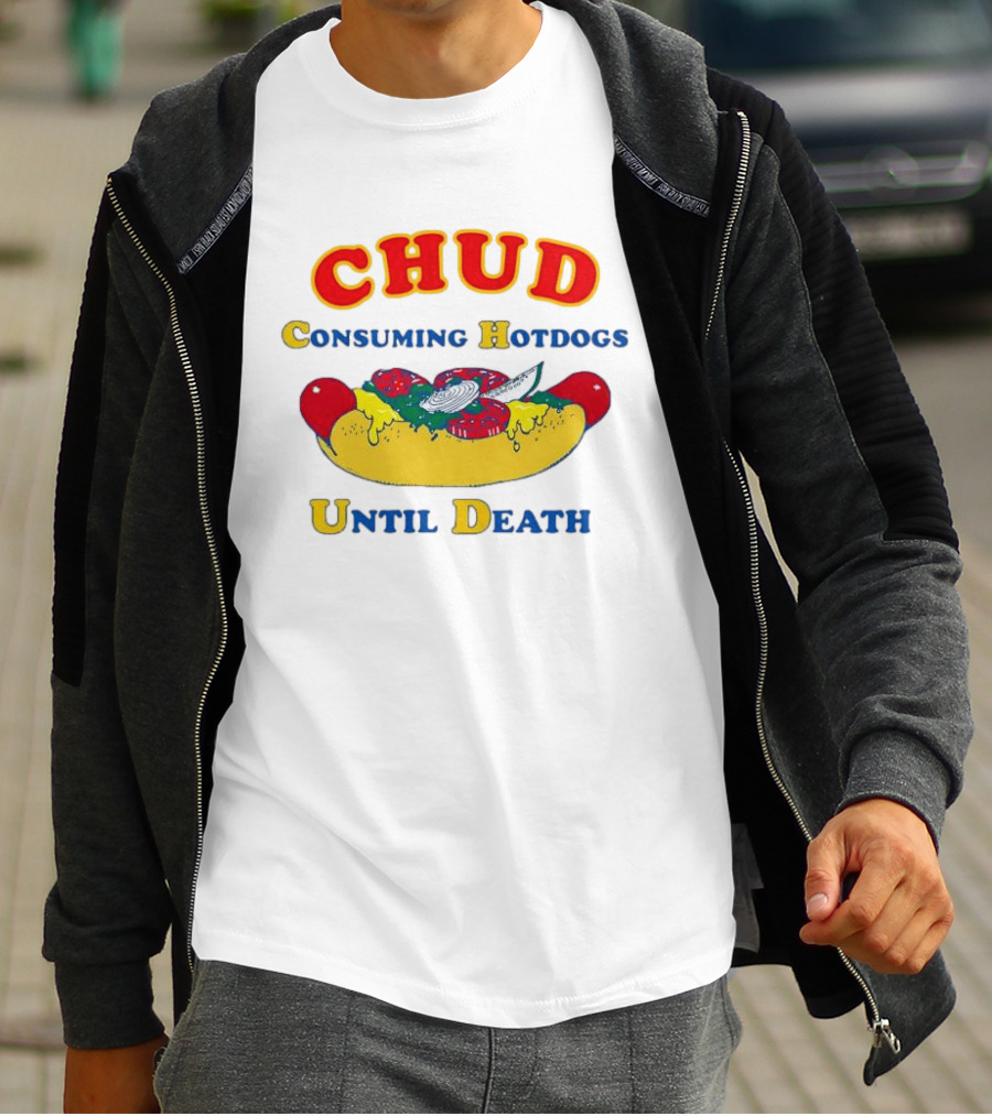 CHUD Consuming Hotdogs Until Death Red And Yellow Hot Dog T-Shirt