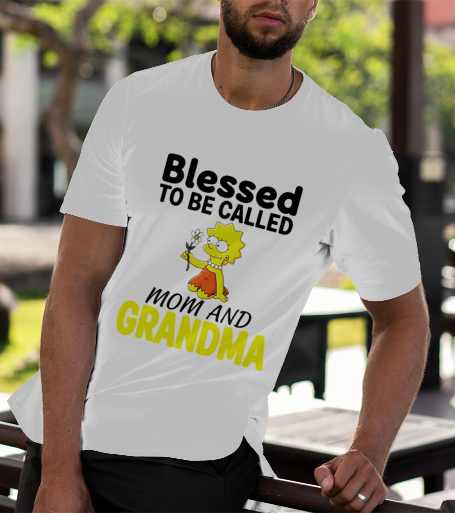 Blessed To Be Called Mom And Grandma Simpsons Character Holding Flower T-Shirt