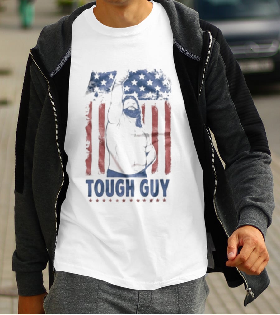 Hacksaw Jim Duggan Tough Guy American Flag Patriotic Wrestling T-Shirt