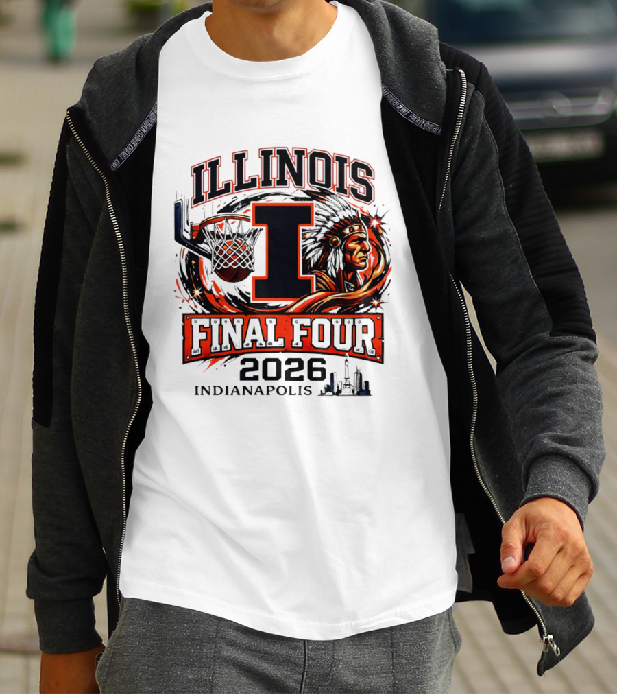 Illinois Basketball Final Four 2026 Indianapolis I Logo And Native American T-Shirt