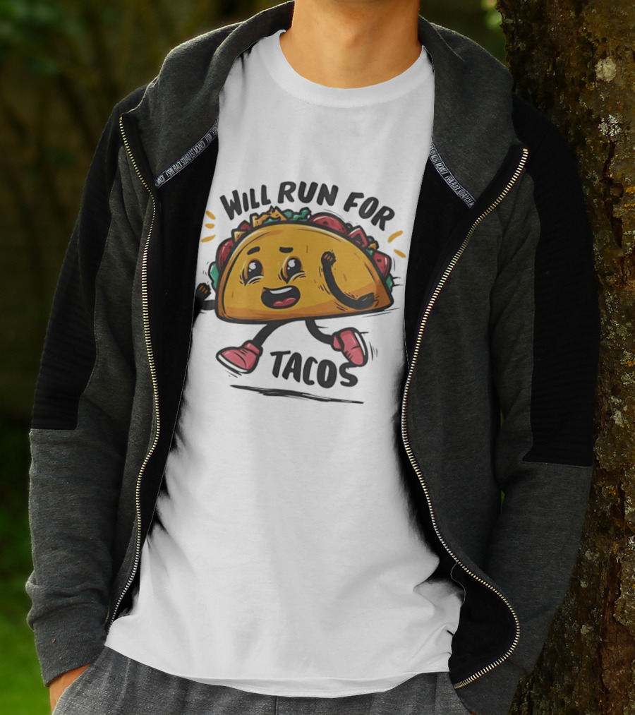 Will Run For Tacos Funny Running Taco Lover T-Shirt