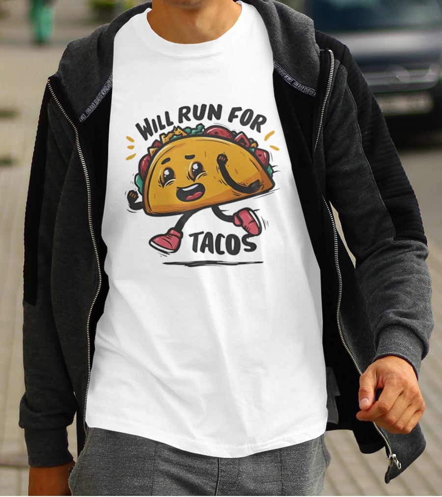 Will Run For Tacos Funny Running Taco Lover T-Shirt
