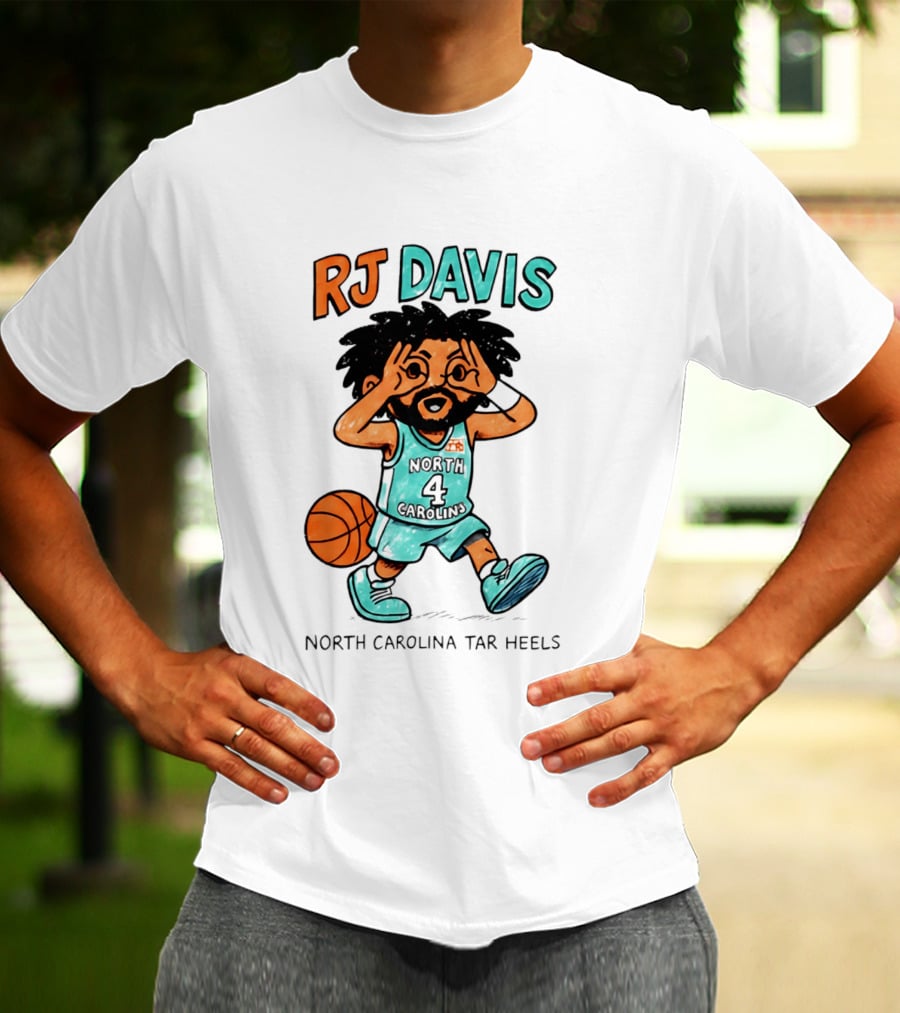 RJ Davis North Carolina Tar Heels Number 4 Basketball Caricature T-Shirt
