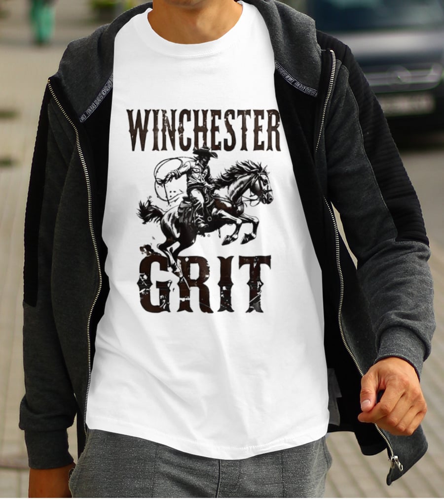 Winchester Grit Cowboys Horses Western Rider T-Shirt