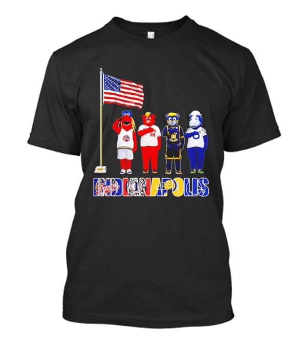 Indiana Fever Indianapolis Mascots Salute Flag With Pacers Colts T-Shirt