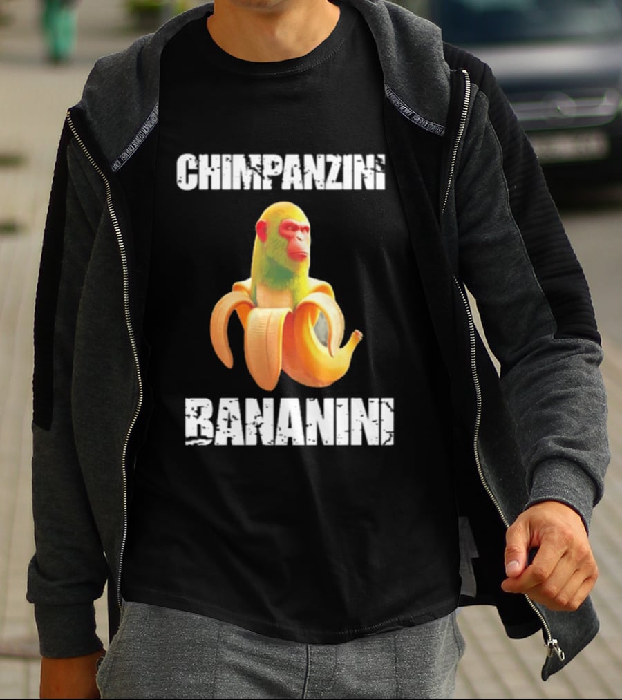 Chimpanzins Bananine Monkey Peeling A Banana T-Shirt
