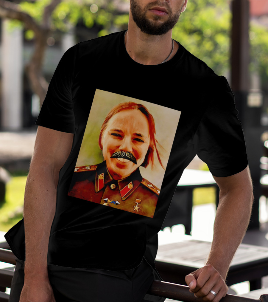 Comrade Bellows Military Portrait Caricature With Mustache T-Shirt