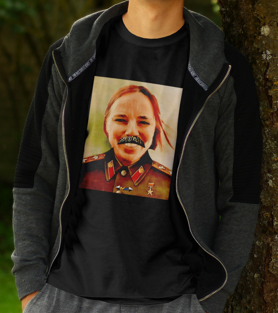 Comrade Bellows Military Portrait Caricature With Mustache T-Shirt