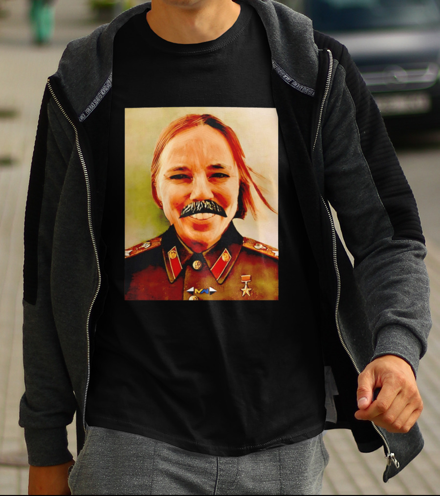 Comrade Bellows Military Portrait Caricature With Mustache T-Shirt