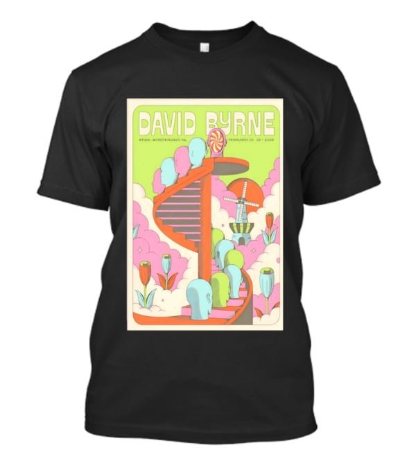 David Byrne Amsterdam Concert February 15 16 2026 Windmill T-Shirt
