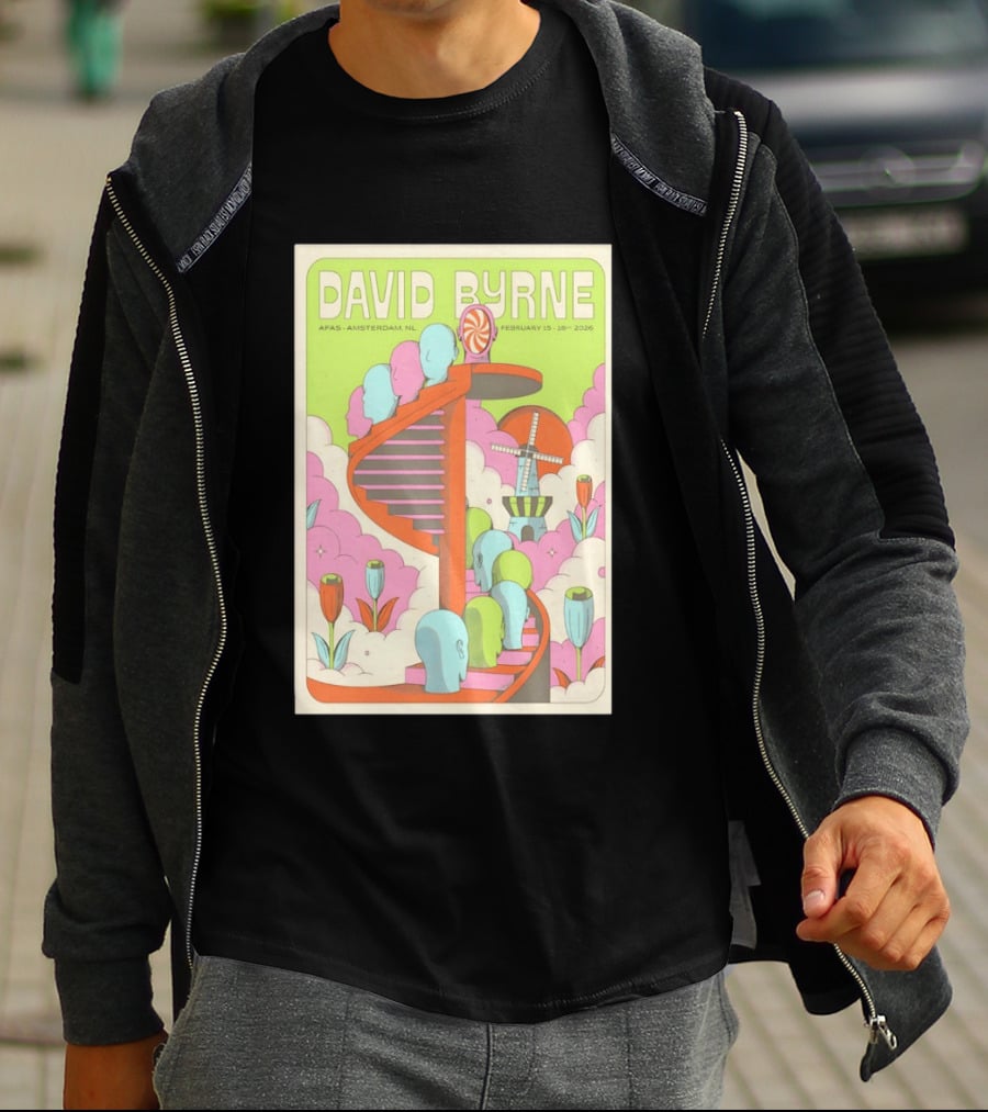 David Byrne Amsterdam Concert February 15 16 2026 Windmill T-Shirt