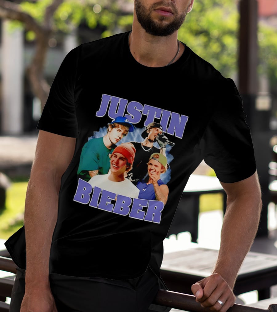 Justin Bieber Singing And Smiling With Various Iconic Looks T-Shirt