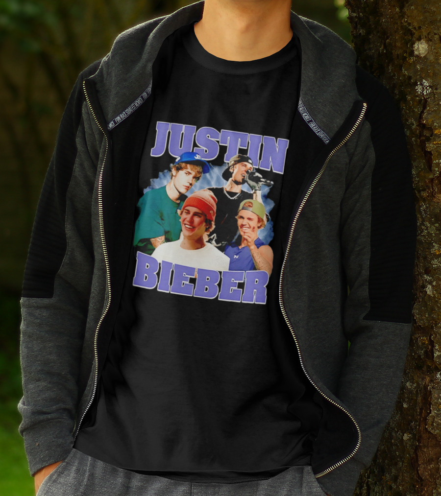 Justin Bieber Singing And Smiling With Various Iconic Looks T-Shirt
