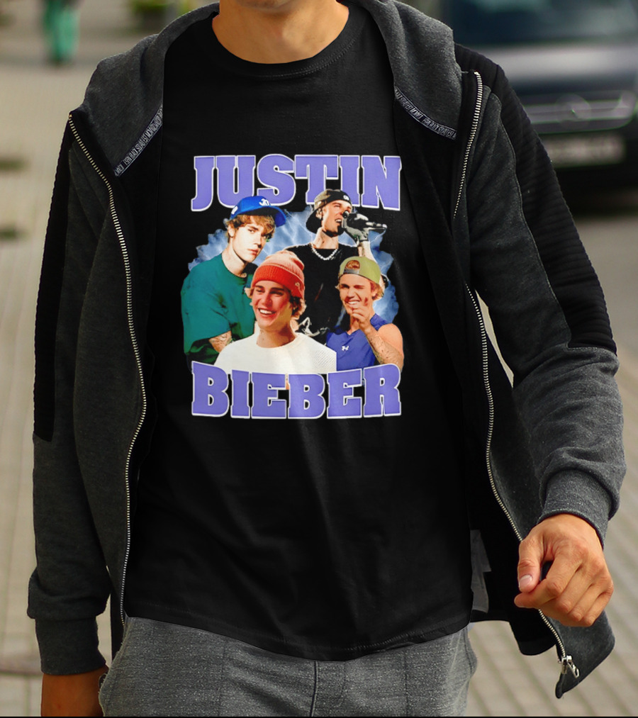 Justin Bieber Singing And Smiling With Various Iconic Looks T-Shirt