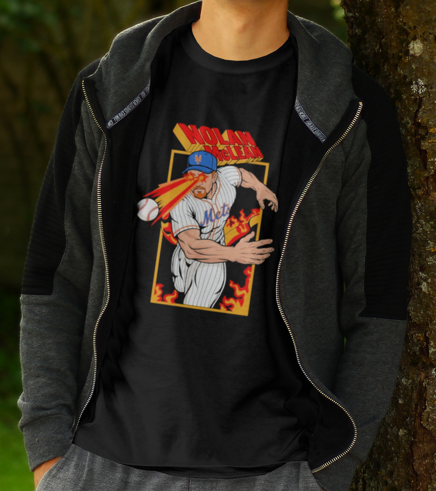 Nolan McLean Laser Beam New York Mets Baseball Action T-Shirt
