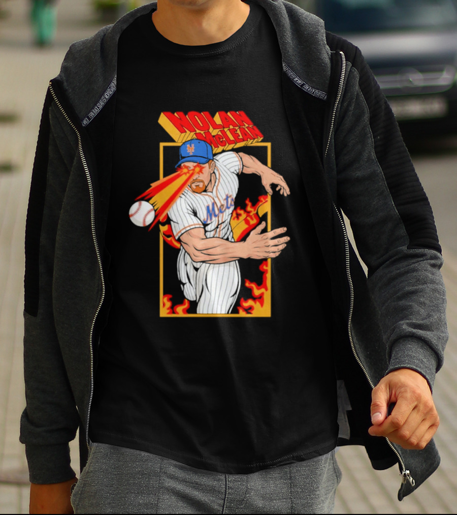 Nolan McLean Laser Beam New York Mets Baseball Action T-Shirt