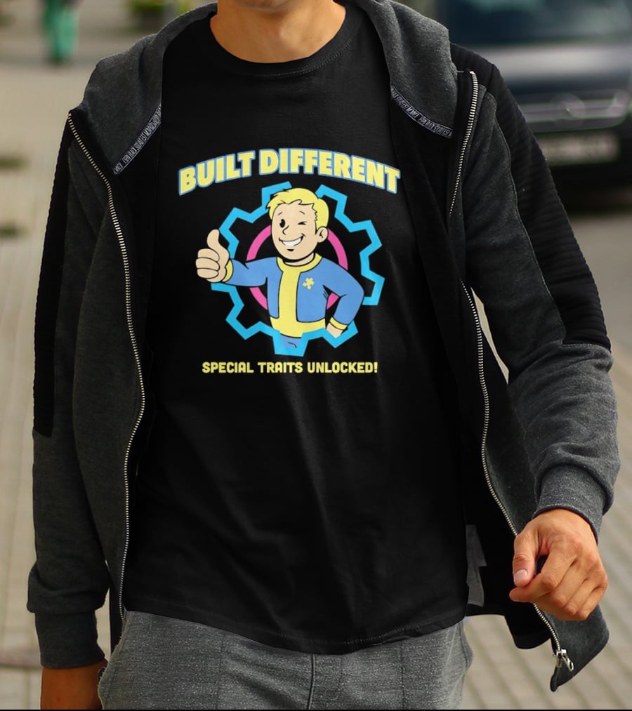 Fallout Built Different Vault Boy Special Traits Unlocked T-Shirt