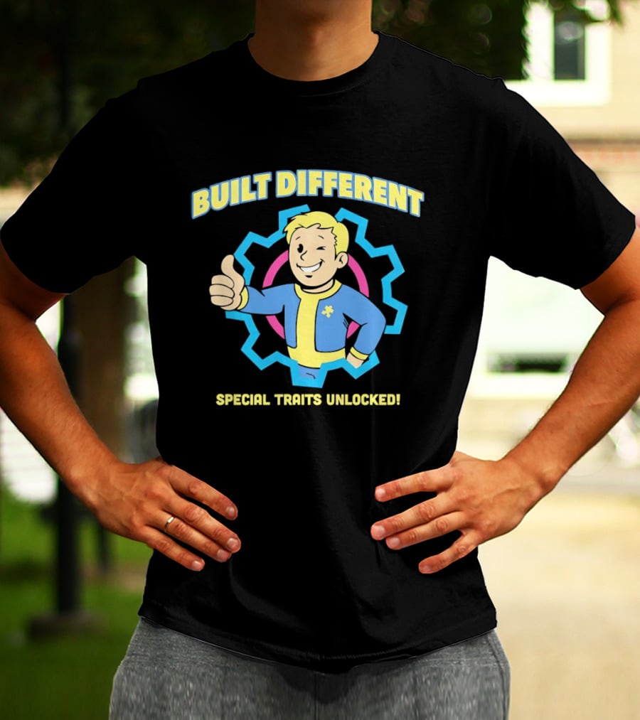 Fallout Built Different Vault Boy Special Traits Unlocked T-Shirt