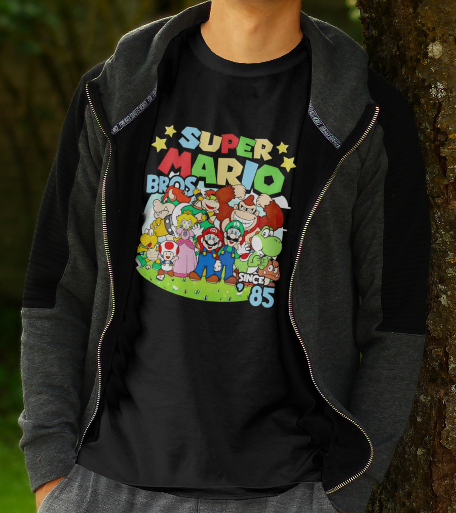 Super Mario Bros Characters And Stars Cartoon Since 85 T-Shirt