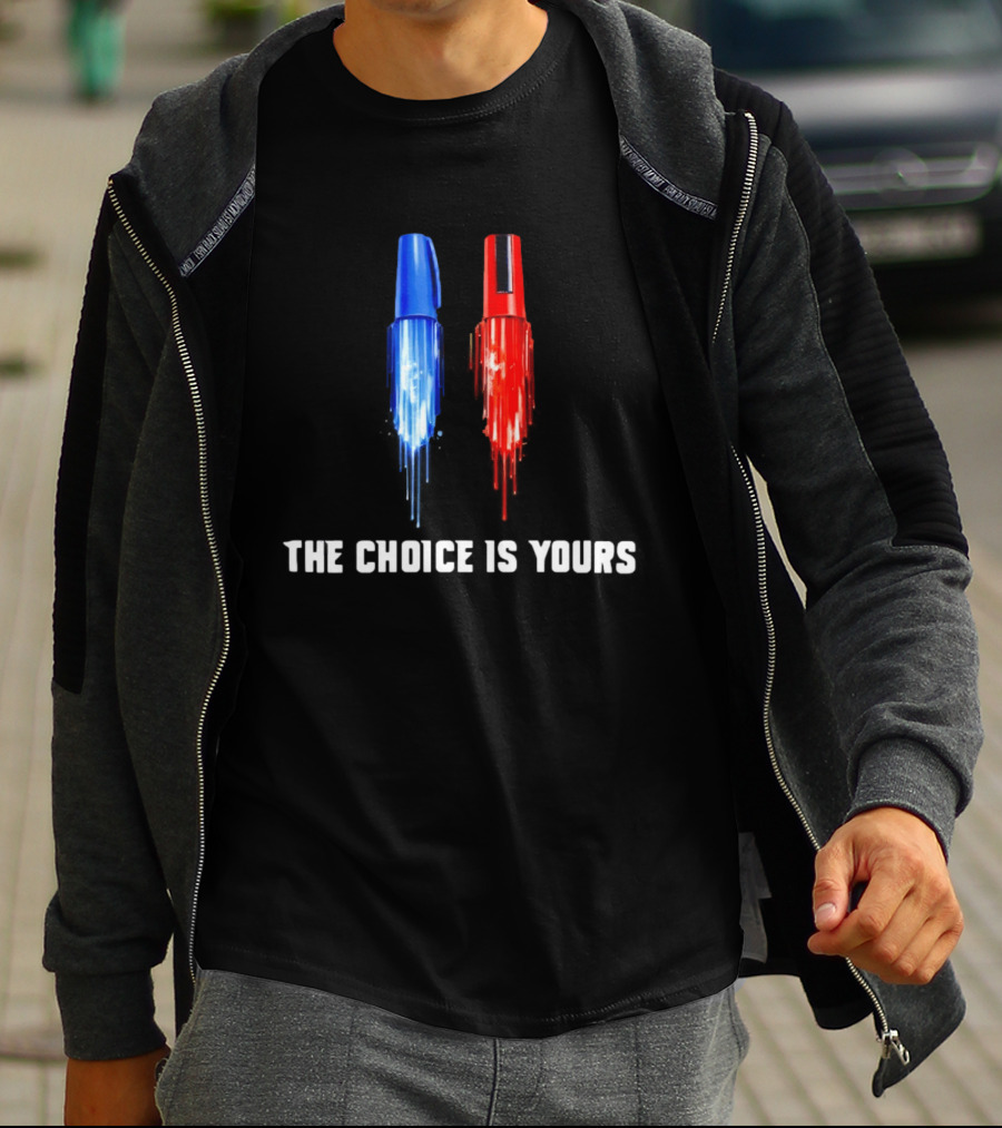 The Choice Is Yours Red And Blue Marker Art Duel T-Shirt