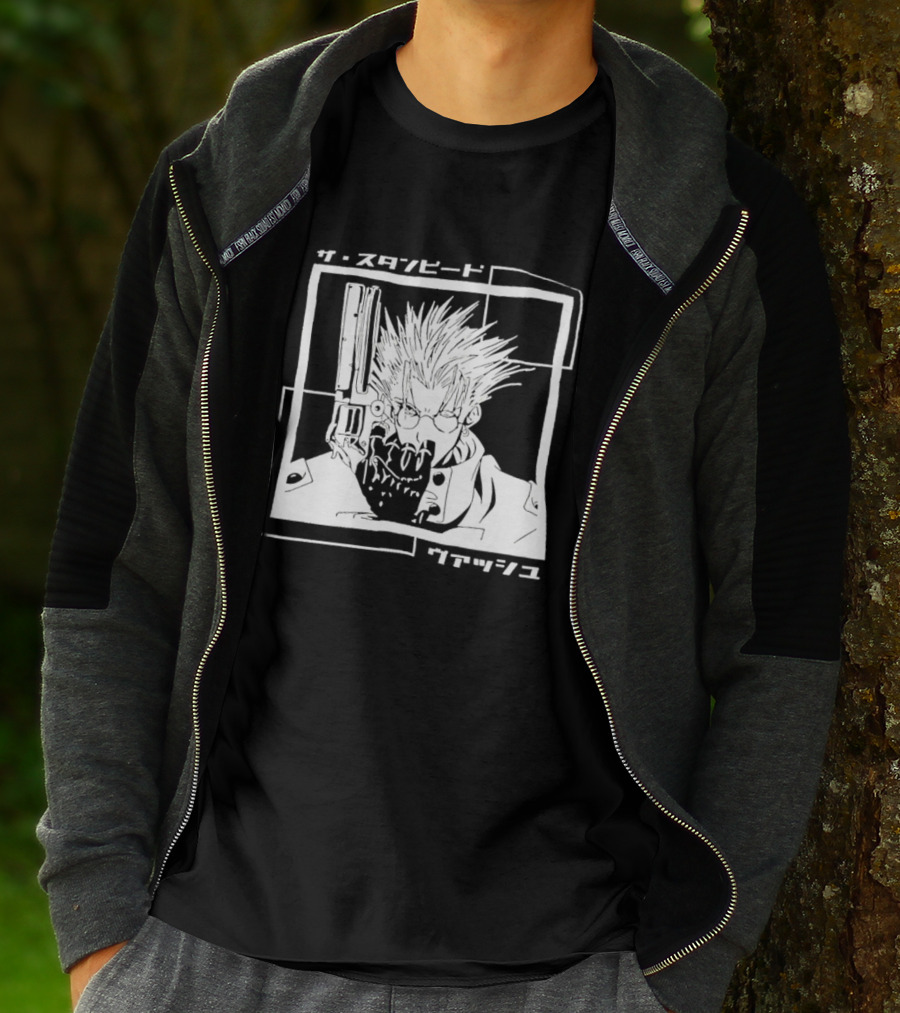 Vash The Stampede Trigun Japanese Typography Stylized T-Shirt