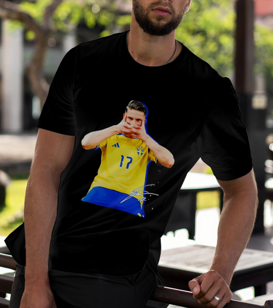Viktor Gyokeres Sweden Number 17 Signature Gesture T-Shirt