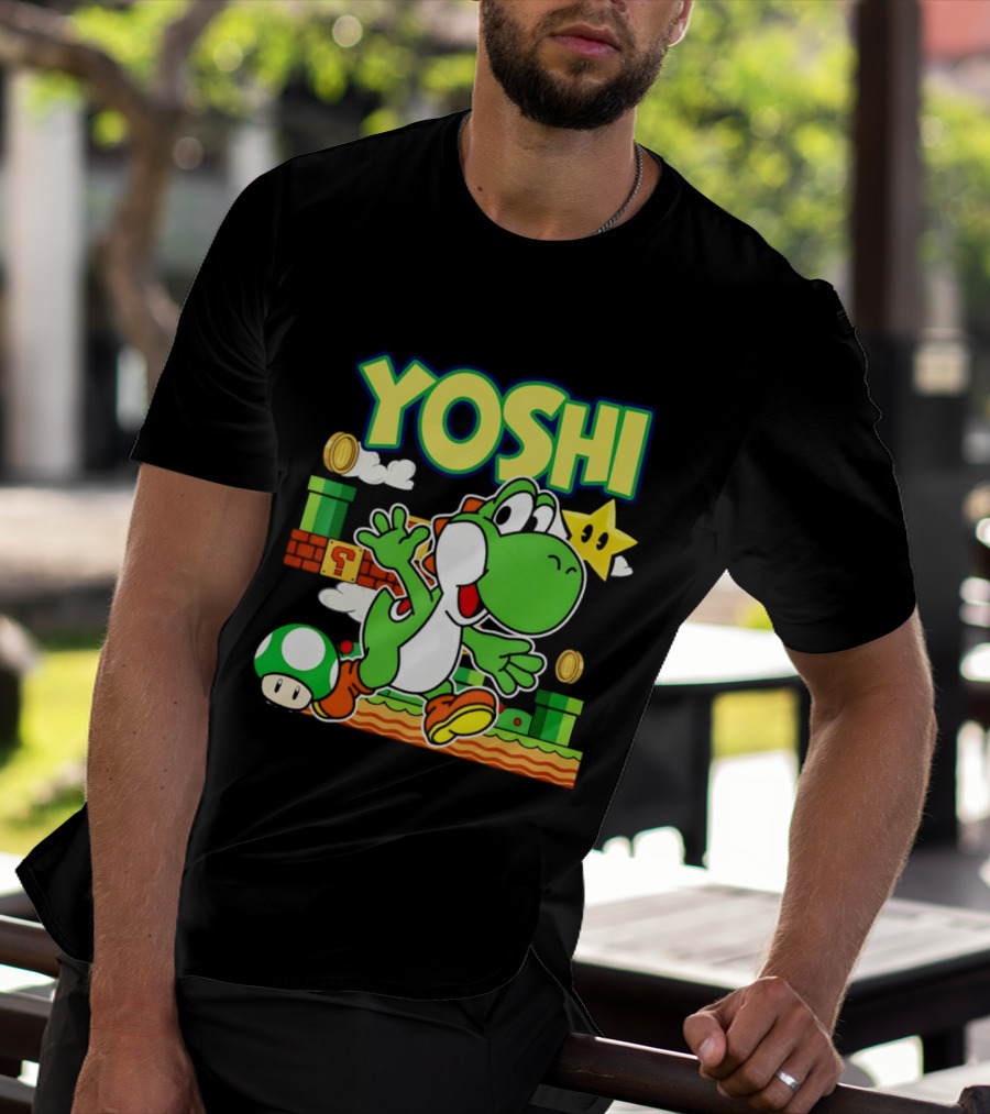 Yoshi Super Mario Bros Game Iconic Green Dinosaur Adventure T-Shirt