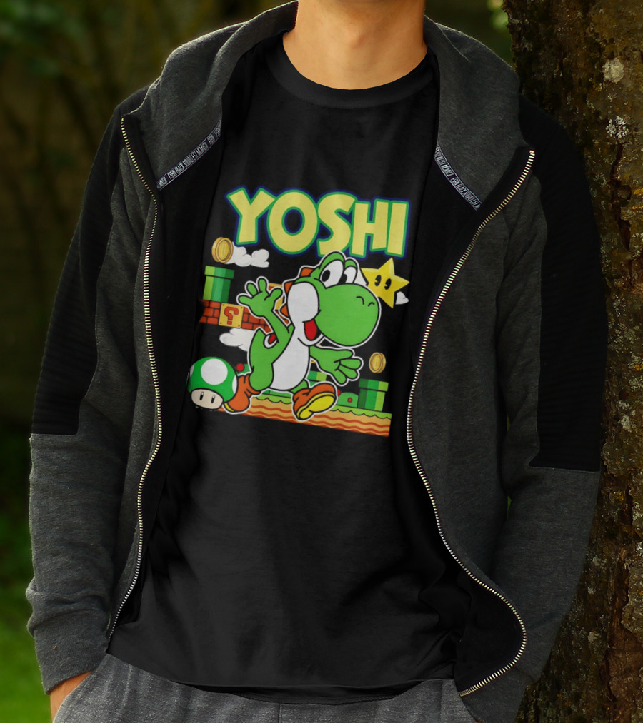 Yoshi Super Mario Bros Game Iconic Green Dinosaur Adventure T-Shirt