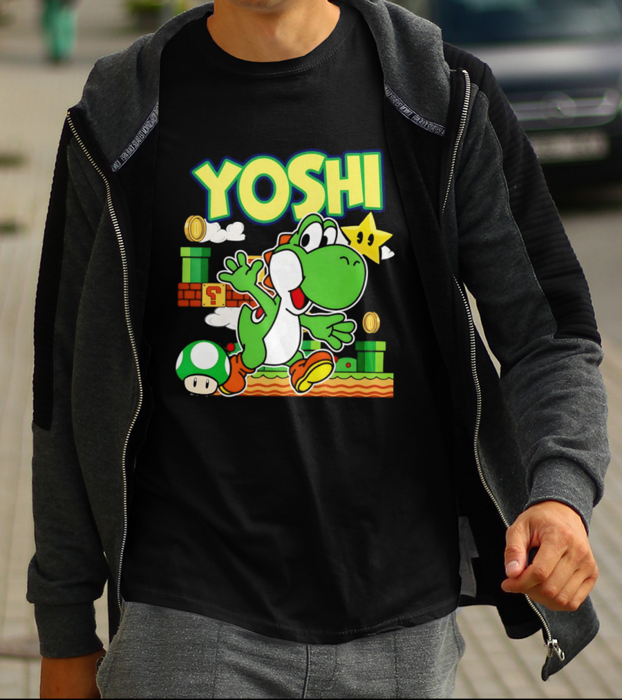 Yoshi Super Mario Bros Game Iconic Green Dinosaur Adventure T-Shirt